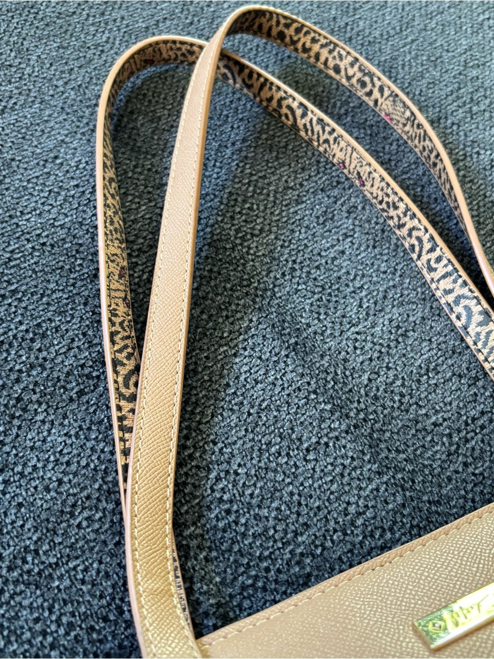 Betsey Johnson Camel Tote with Leopard Lining - Picture 3 of 8